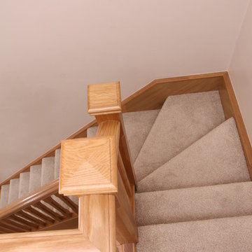 Stop chamfered oak spindles and newel posts staircase renovation