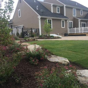 Backyard Patio & Landscape Design w/ Lighting around Pool