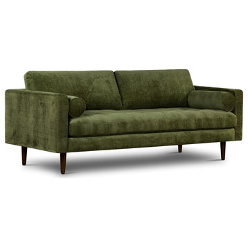 Poly and Bark Napa Velvet Sofa, Distressed Green Velvet