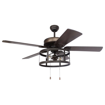 52 in Modern Ceiling Fan with Remote Control in Black