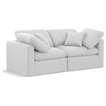 Meridian Furniture - Indulge Upholstered Modular Sofa, White, 2-Piece: 2 Corner Chair, Down Stuffed Linen Textured Fabric - Experience ultimate comfort and style with our white linen textured fabric Indulge Sofa. The luxurious linen texture of the fabric will elevate the aesthetic of any room. This sofa provides ample space for you to relax while its modular build offers the option of unlimited configurations. Whether you're looking to add a stylish element to your living room or a comfortable seating option to your bedroom, this sofa is the perfect choice.