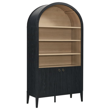 Nolan 74" Tall Wide Arched Storage Display Cabinet Bookshelf
