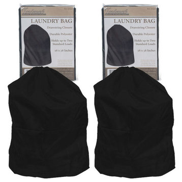 Set of 2 Heavy Duty Jumbo Sized Nylon Laundry Bag, Black