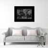 World Ocean Currents Monochrome Map Print On Canvas With Black Frame, 28" X 37"