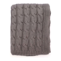 Cable Knit Throw in Gray - Throws