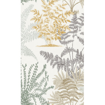 Fern Botanical Leaves Wallpaper, White, Sample