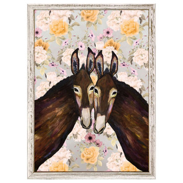 "Donkey Duo, Floral" Mini Framed Canvas Art by Eli Halpin