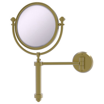 Southbeach Wall-Mount Makeup Mirror, 8" Dia, 3X Magnification, Satin Brass