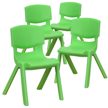 Flash Furniture 4 Pack Green Stackable Chair, 12'' Seat