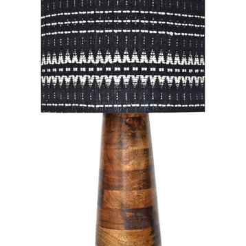 Elixir Wooden Base With Handwoven Cotton Shade Table Lamp