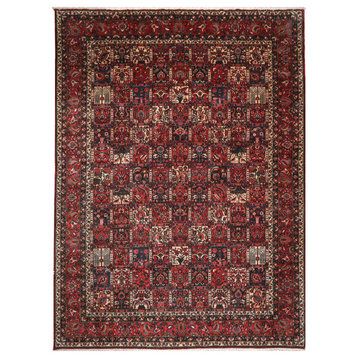 10'0''x13'6'' Rusty Red Navy Color Hand Knotted Persian 100% Wool Traditional Ru