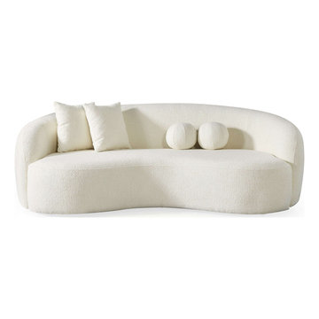 Drake Japandi Style Curvy Boucle 3 Seater Living Room Sofa