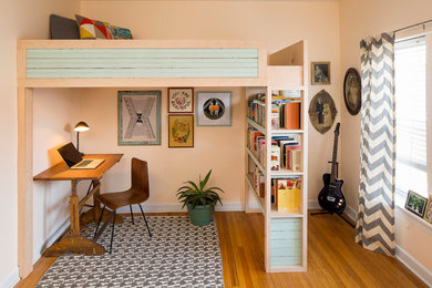 Bedroom - large eclectic loft-style bedroom idea in Chicago