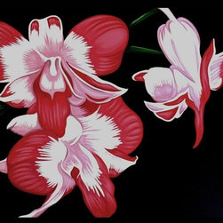 Red Orchid painting on canvas - Artwork
