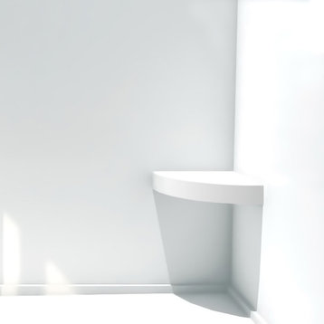 Transolid Studio Solid Surface Wall-Mount Corner Shower Seat, White