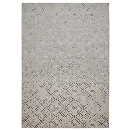 Weave & Wander Orin Modern Metallic Trellis Rug, Silver/Gray, 6'7"x9'6"