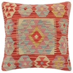 Bareens Designer Rugs - Rustic Turkish Lacey Hand Woven Kilim Pillow - Embellish your home with this timeless casual chic handmade Southwestern Kilim throw pillow covers made with wool and cotton. Constructed on a loom by Nomad Turkman people with hand spun wool and Natural Vegetable dyes these beautiful Kilim pillow covers are known for their beautiful repetitive geometrical, naturalistic floral and traditional patterns yet still giving it a moden look. Masterfully artisan-crafted on traditional Kilim looms with a contemporary fashion palette producing bold intricate sharp patterns making them a standout piece in any decor.