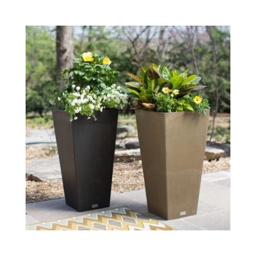 What set of planters (size) beside front door?