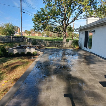 Custom Concrete Paver Patio and Fire Pit