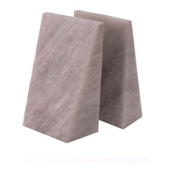 White Marble Wedge Bookends - Bookends