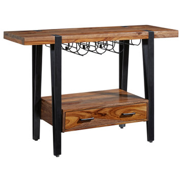 Coast to Coast Industrial Brownstone Nut Brown One Drawer Wine Console 69243