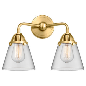 Small Cone Bath Vanity Light, Satin Gold, Clear, Clear