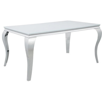 Coaster Carone Contemporary Rectangular Glass Top Dining Table in White