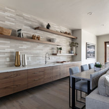 Wet bar wood on white brass