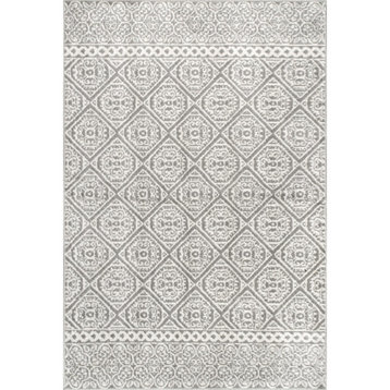 nuLOOM Transitional Floral Jeanette Area Rug, Gray 2'6"x10' Runner