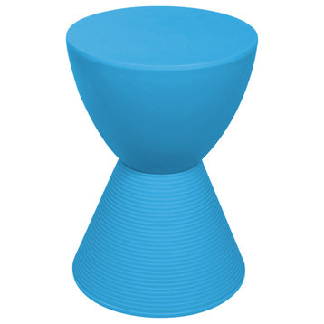 Leisuremod Boyd Modern Plastic Round Side End Table, Blue