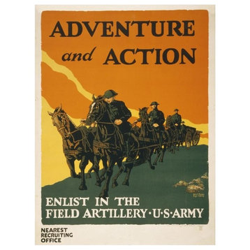 "Enlist in the Field Artillery, U.S. Army, 1919" Paper Art, 14"x18"