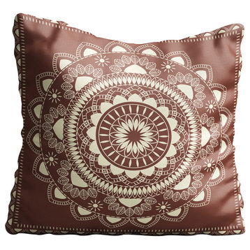 Boho Indian Mandala Brown Throw Pillow Case