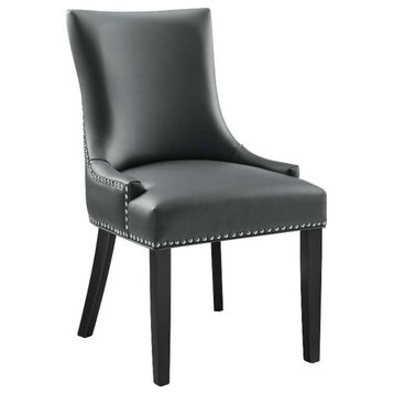 Modway Marquis Solid Wood and Vegan Leather Dining Chair in Gray