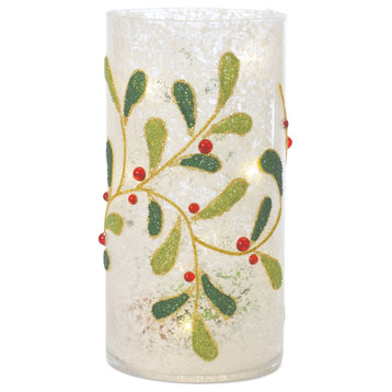 Beaded Glass Mistletoe Candle Holder, Set of 2