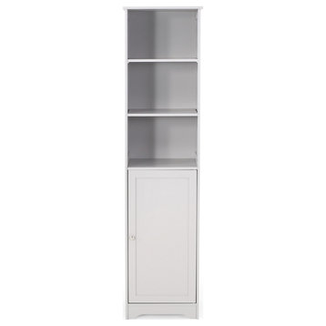 Lauren Modern Free Standing Bathroom Linen Tower Storage Cabinet, Light Gray