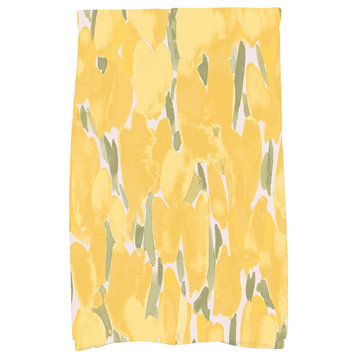 Tulip Blossom Floral Kitchen Towel, Yellow, 18"x30"