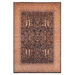 Bareens Designer Rugs - Antique Vegetable Dyed Jason Blue/Gold Wool Rug - 8'0'' x 9'11'' - Designed with mesmerizing intricacy and gorgeous color palette, this hand-knotted masterpiece demonstrates the beauty and electrifying thrill of Pak Persian art. These meticulously hand-knotted Pak-Persian rug is made with pure wool and features breathtaking traditional, transitional, and tribal designs in bold luxurious color pallets. Known for their intricate designs these rugs are a reproduction of Persian rugs, made in Pakistan with unique Mughal designs. Made by master weavers using the same Persian texture, design and dying technique, we wanted to produce the most significant manifestation of Persian art, life, and culture. This rug is most famous for its exceptional quality, incredible designs, patterns, and vibrant rich color. Pak-Persian rugs made with Persian weave with high knot counts, which enables the high intricacy and detail found in the patterns are also referred to as "State of art", each color adds a rich beautiful detail in the artwork of this rug. The design, color, and beautiful chromatic composition with a vibrant sheen with intricate designs, exude beauty, elegance, and quality make this rug a masterpiece of its own.