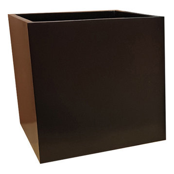 Matte Black Cube Fibreglass Planter, 50x50x50 cm