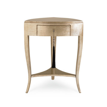 Tres Chic Gold Metallic Accent Table With Drawer And Shelf