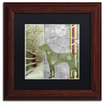 Color Bakery 'Country Xmas Dog' Art, Wood Frame, Black Matte, 11"x11"