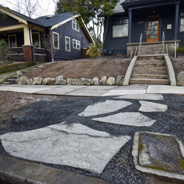 Basalt Wall, Flagstone Walkway and Steps