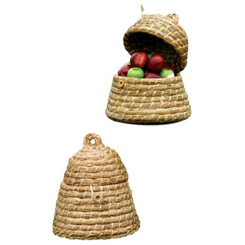 Natural Large Seagrass Beehive Shape Basket 2-Piece Set