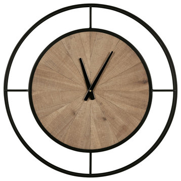 Newfield Wall Clock, Rustic Brown/Black, 22" Diameter