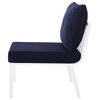 Lounge Sectional Sofa Chair Set, Aluminum, Metal, White Blue Navy, Outdoor