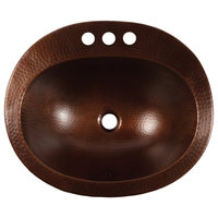 Seville Aged Copper 20" Oval Drop-In Bath Sink with Ashfield Faucet Kit