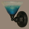 Wall Sconce With 7" Teal Crystal Glass