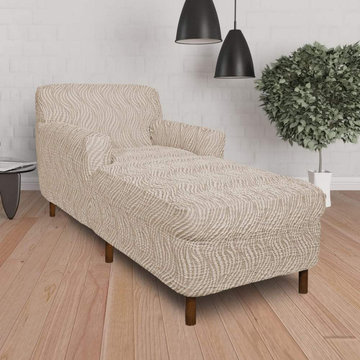 Chaise Lounge Slipcover, Jacquard 3D Collection - Beige Vento