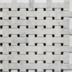 Carrara and Black Basketweave Mosaic Tiles - Mosaic Tile
