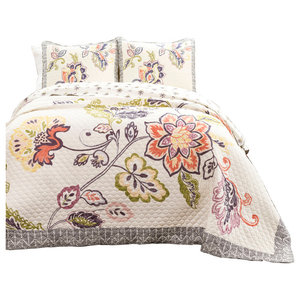 Kelly Flamingo Quilt Coral 3Pc Set Full/ Queen 