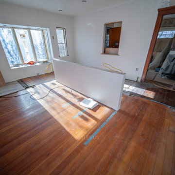 Quincy Kitchen Hardwood Floors. Pine. Stain: Natural - Amber.